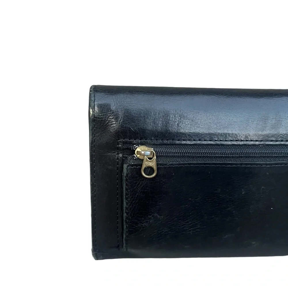 Vintage Coach Water Buffalo Combination Wallet Checkbook Black Leather 4859 Used